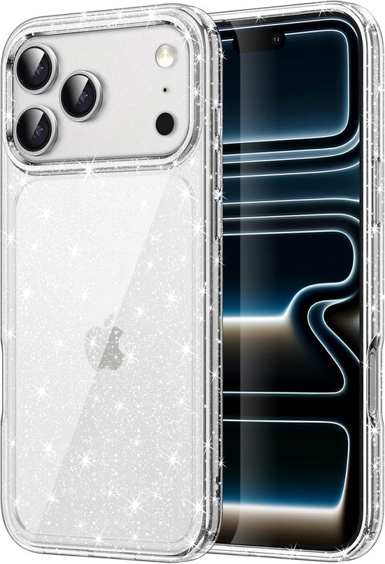 Foto: Zandarix geschikt voor apple iphone 17 pro glitter bling fonkeling bumper back cover hoesje transparant