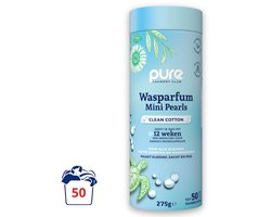 Pure Laundry Club Wasparfum Mini Pearls - Clean Cotton - 50 Wasbeurten - Luxe Geurbooster - Tot 12 Weken Frisse Was - 100% Plasticvrij, Natuurlijk & Vegan Wasparels - Geurparels Wasmachine