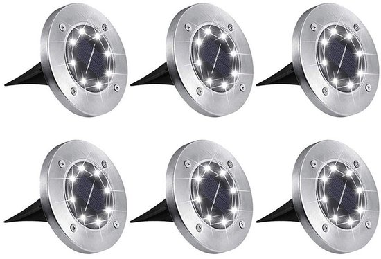 Set van 6 solar grondspots RVS