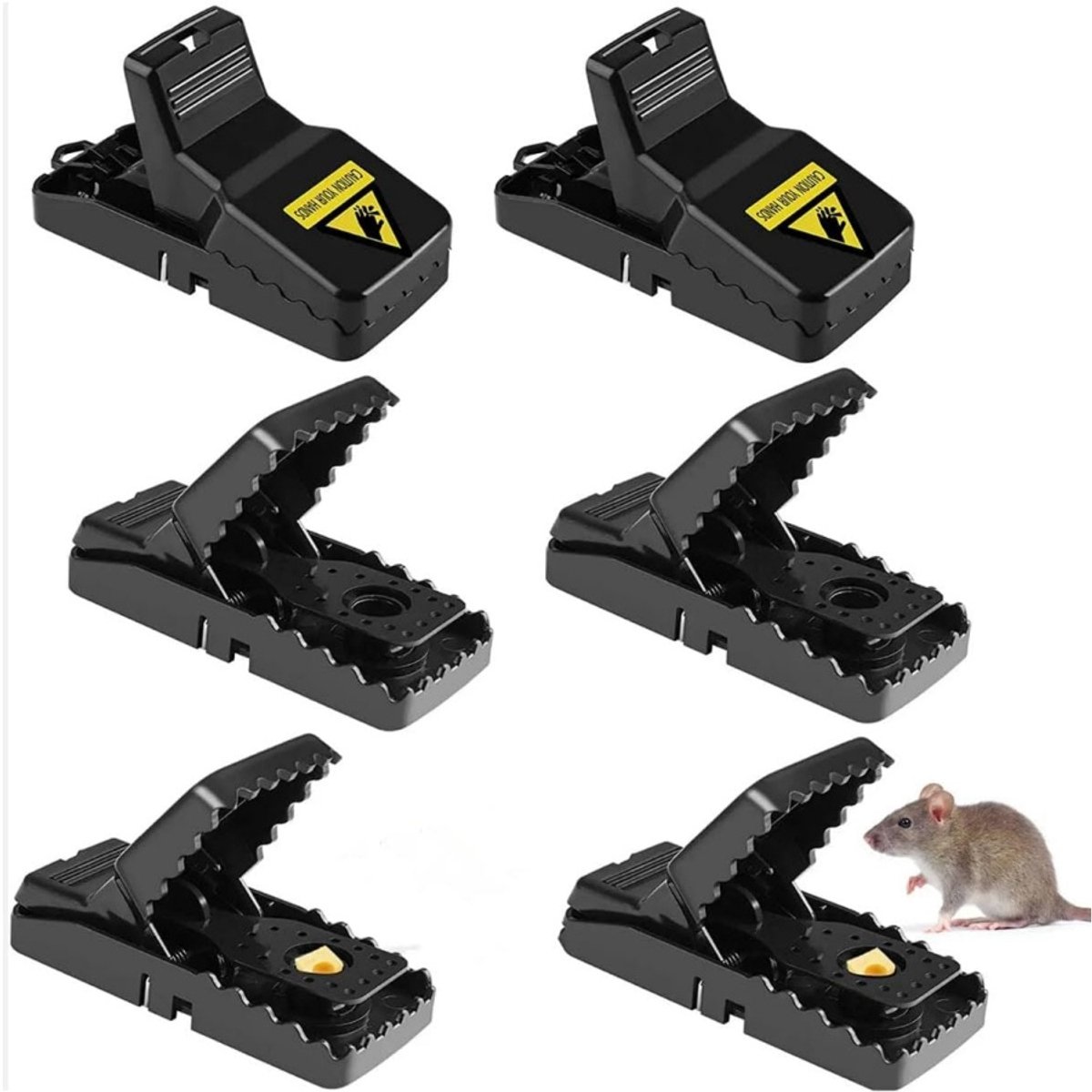 Daity 6-pack - Muizenvallen - binnen/buiten Snelle en effectieve herbruikbare muizenvallen voor kleine tot grote ratten - sterke stalen veervallen (11,2*4,8*5,6 cm)