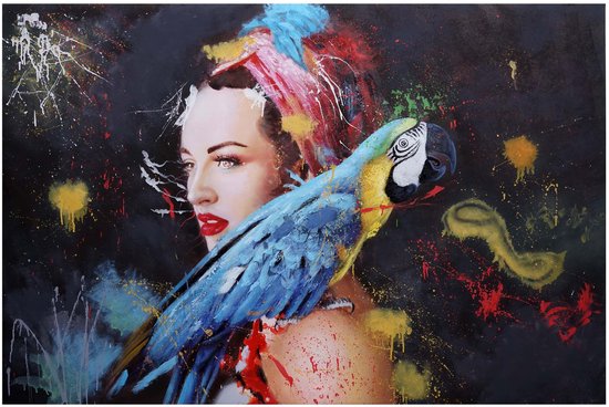 Olieverfschilderij vrouw MCW-H25, canvas muurschildering, handgeschilderd XL muurschildering ~ 100x150cm