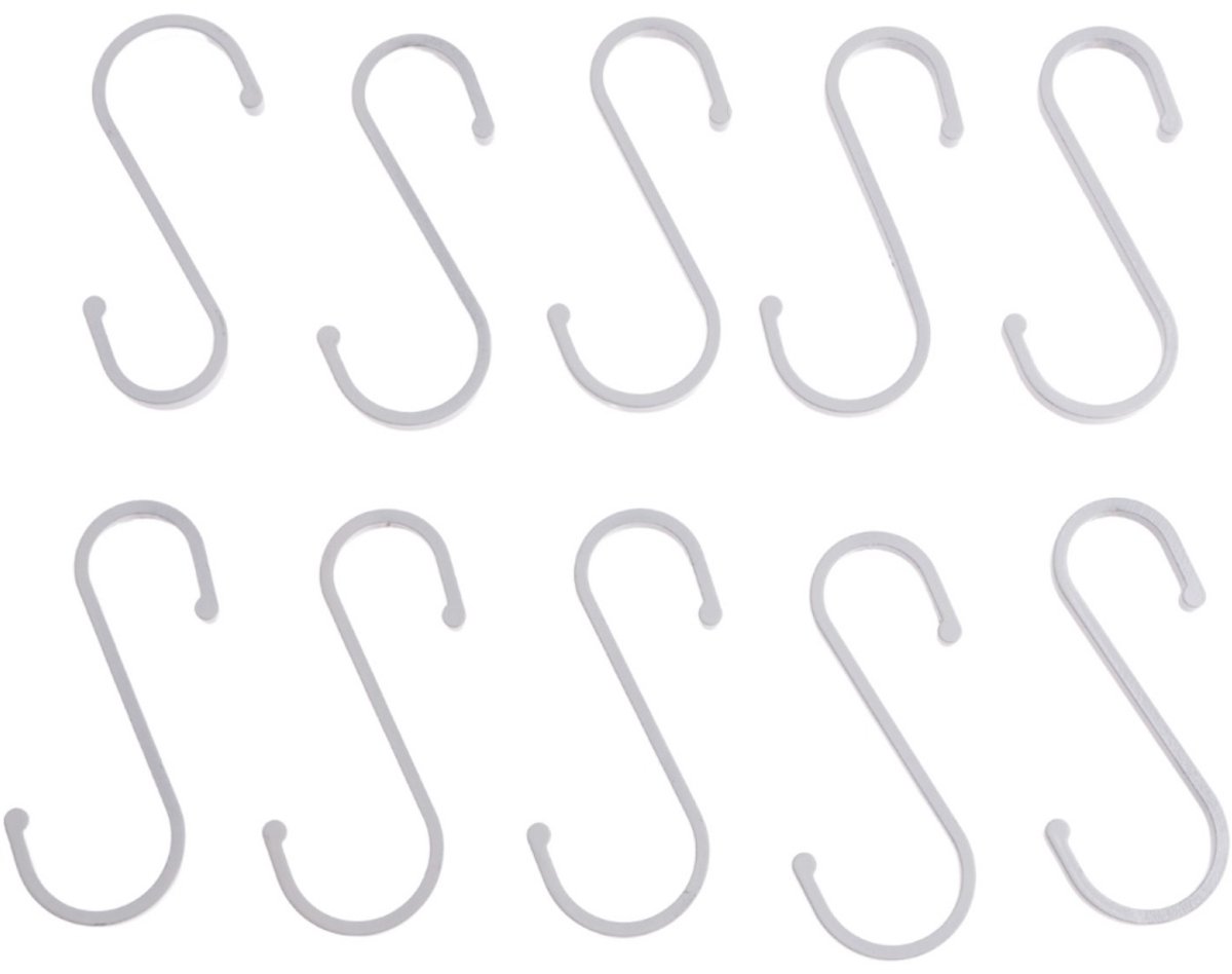EXCITAT S-haken - Keukenhaken - Stevige aluminium haken - Geschikt om op te hangen in de keuken, badkamer, garderobe, tuin, kantoor - 10 stuks - Wit