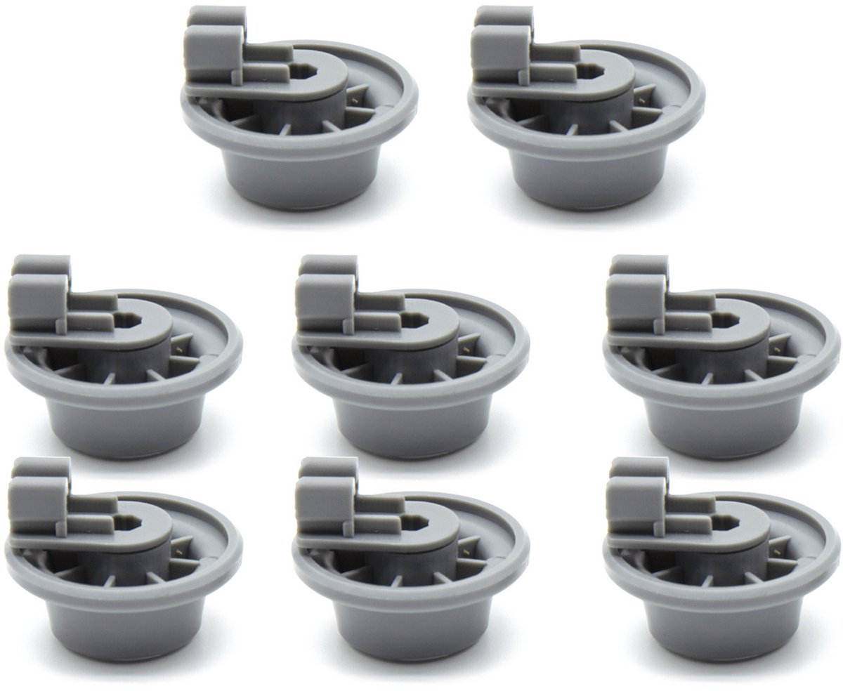 Wiel van onderkorf - Vaatwasser Korf Wieltjes Universeel - korfwiel korfwieltjes vaatwasser - geschikt voor Bosch Siemens Atag Balay Neff - 8 Stuks - 37mm - Grijs