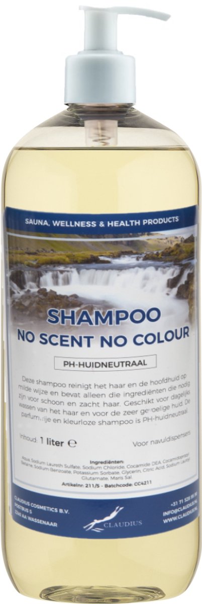 Shampoo No Scent No Colour - 1 liter (transparant) met witte pomp - Haarverzorging