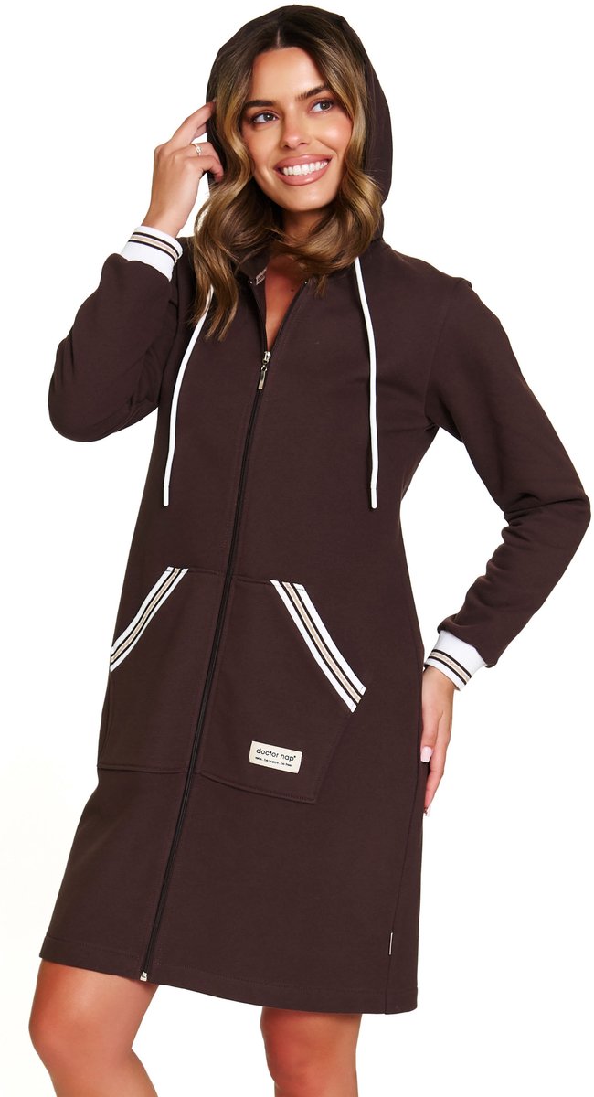 Doctor Nap Katoenen Badjas Dames Rits DN Brownie SMZ.4508 36 / S