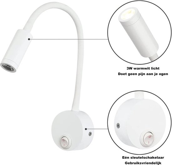 2 stuks LED-wandleeslamp zilverkleurige aluminium bureaulamp warm wit licht oogbescherming design bedlamp met schakelaar — afbeelding 3