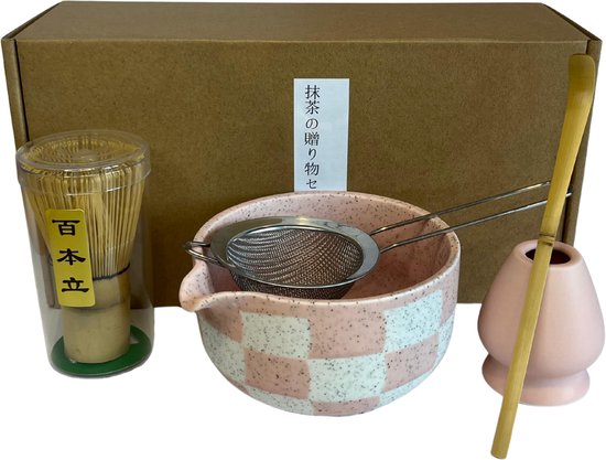 TIANNA VALLEY Matcha Whisk Set,7 Pcs Groene Matcha Set, Matcha Kit voor Ceremonie, 480 Ml/16.2 Oz Keramische Kom (chawan) met Tuit, Bamboe Whisk en Houder, Traditionele Matcha Thee Set