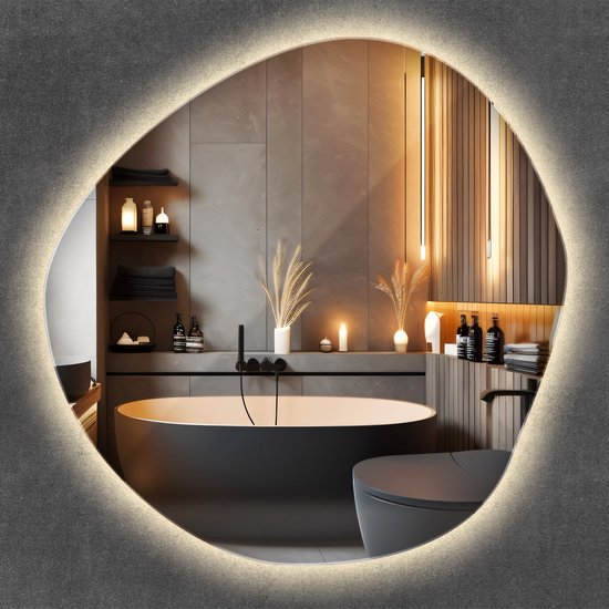 Grand Miroir Décoratif Moderne Forme Irrégulière - 97x96 Cm - Fixation Murale - Neuf