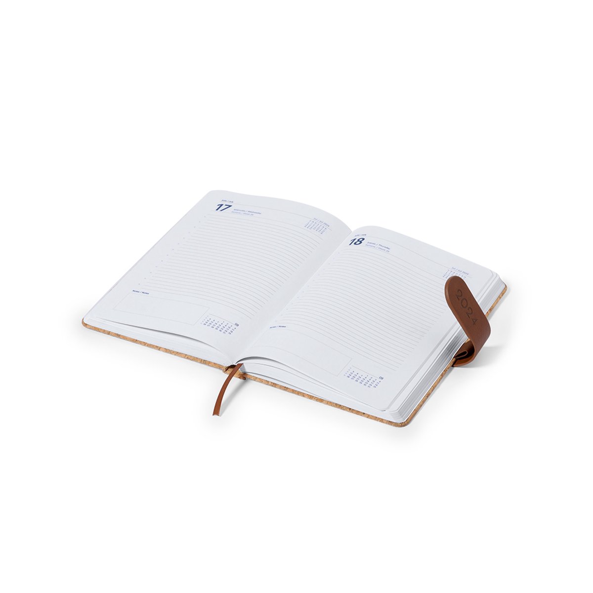 2027 Bureau agenda - Dag agenda - Hardcover Kurk en magnetische omslag 209 pagina's- A5 - Engels / Spaans model Flinex