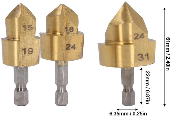 2/5Pcs Industriële Verzinkboor Boor Set 5 Fluiten