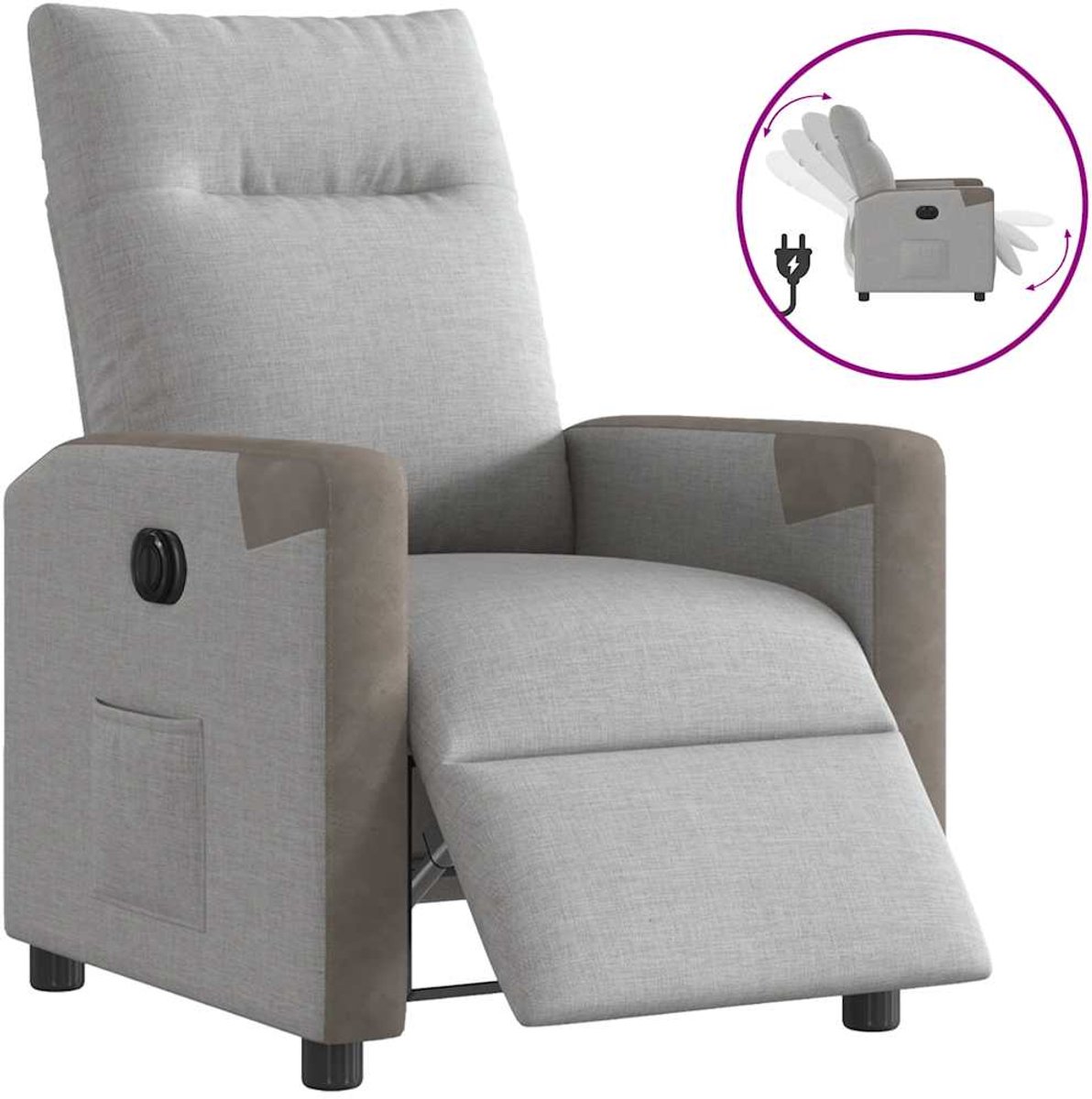 vidaXL Fauteuil - elektrisch - verstelbaar - stof - wolk - grijs wolk grijs