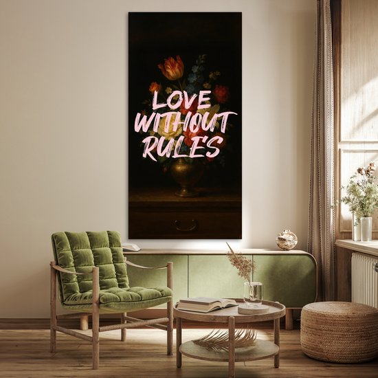 Poster 75x150 cm - Liefde - Modern - Bloemen - Posters - Kamer decoratie - Wanddecoratie woonkamer - Muurdecoratie slaapkamer
