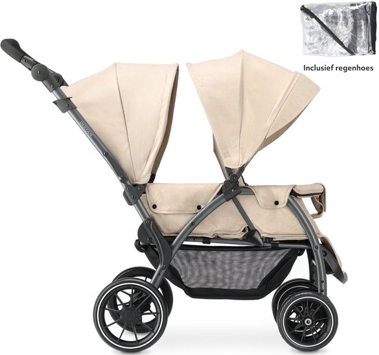 Deryan Luxe Elena Dubbele buggy- duo buggy - tandem buggy - Compact en lichtgewicht - Nougat van Deryan — afbeelding 2
