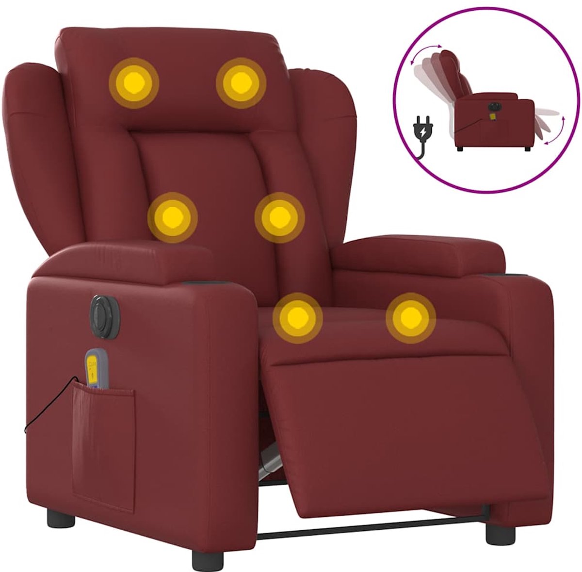 vidaXL Massagestoel - verstelbaar - elektrisch - kunstleer - wijnrood
