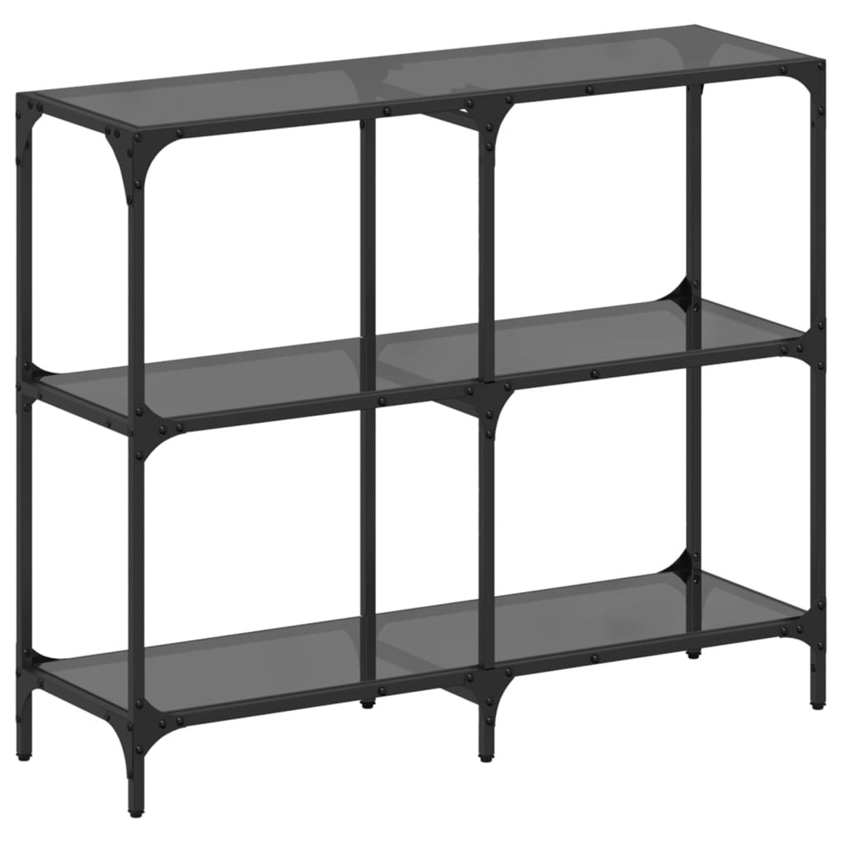 vidaXL Wandtafel - met - zwart - glazen - blad - 98x30x81 - cm - staal