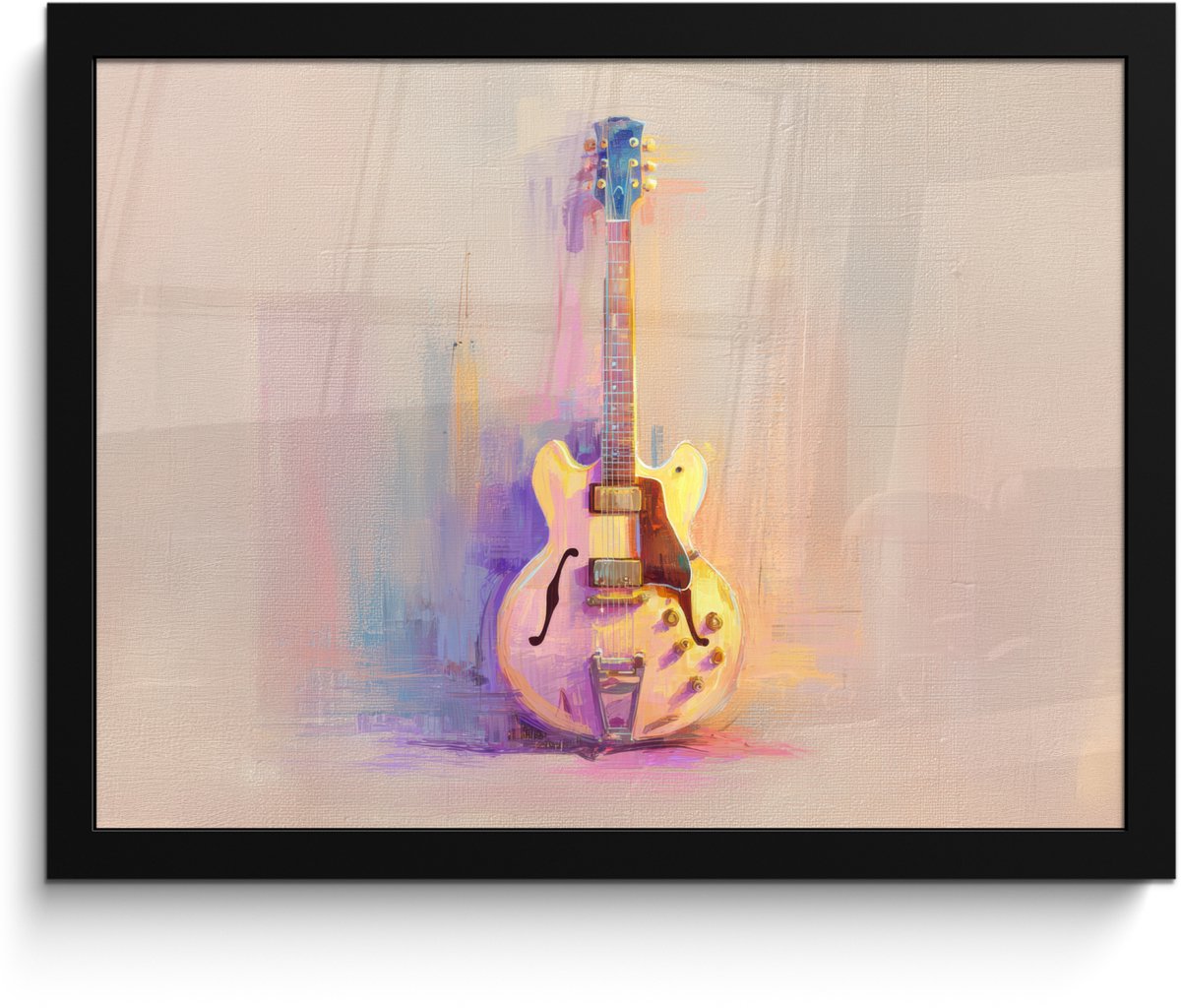FrameYourWall Poster in lijst - Fotolijst 40x30 cm - Posters - Gitaar - Pastel - Schilderachtig - Posterlijst zwart - Decoratie - Wanddecoratie woonkamer - Muurdecoratie slaapkamer