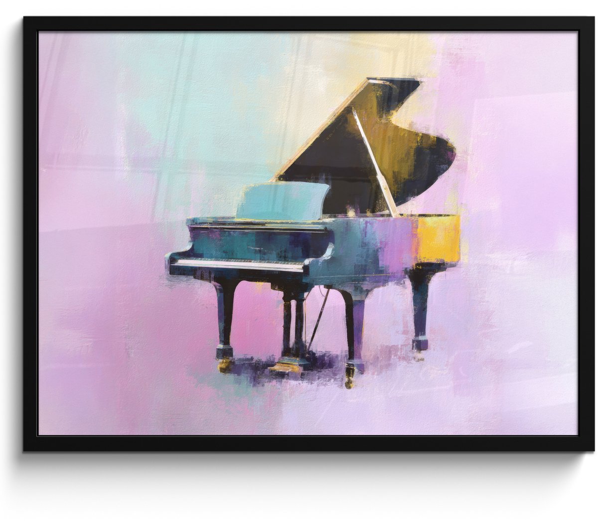 FrameYourWall Poster in lijst - Fotolijst 80x60 cm - Posters - Piano - Pastel - Elegant - Dromerig - Posterlijst zwart - Decoratie - Wanddecoratie woonkamer - Muurdecoratie slaapkamer