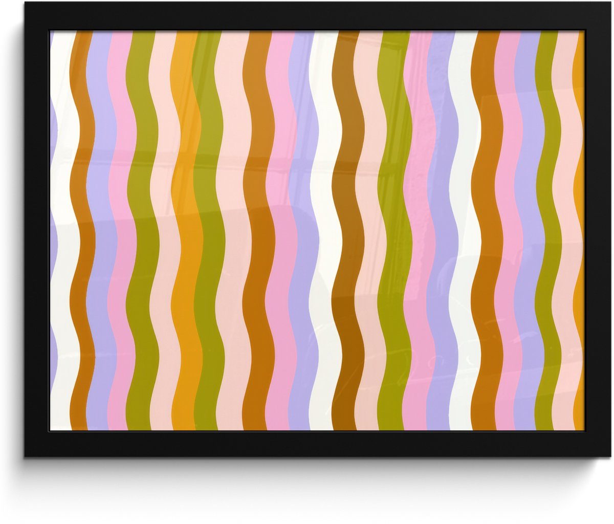 FrameYourWall Poster in lijst - Fotolijst 40x30 cm - Posters - lijnen - Golven - Pastelkleuren - Patroon - Posterlijst zwart - Decoratie - Wanddecoratie woonkamer - Muurdecoratie slaapkamer