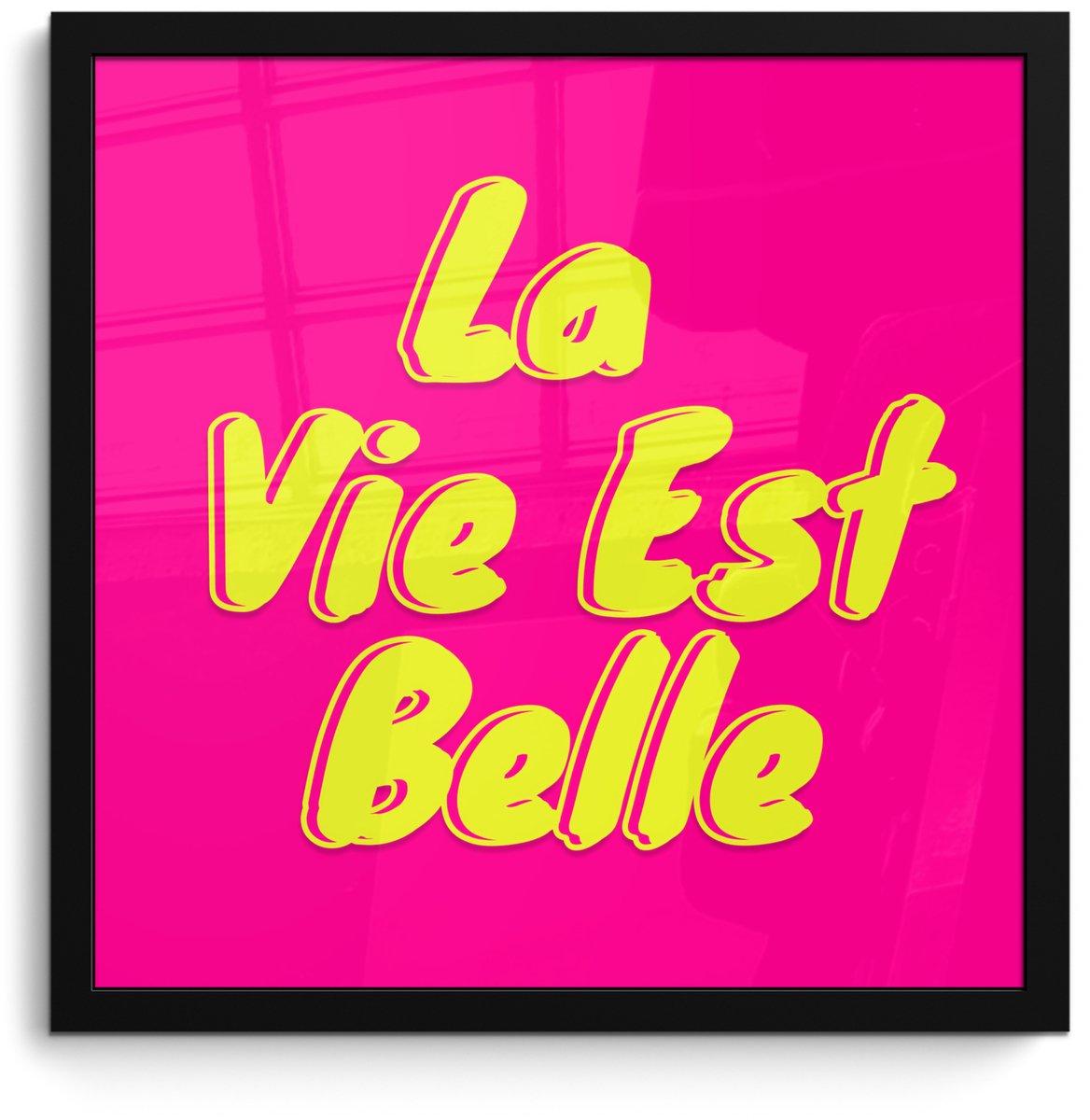 FrameYourWall Poster in lijst - Fotolijst 40x40 cm - Posters - Quote - Retro - Roze - Posterlijst zwart - Decoratie - Wanddecoratie woonkamer - Muurdecoratie slaapkamer