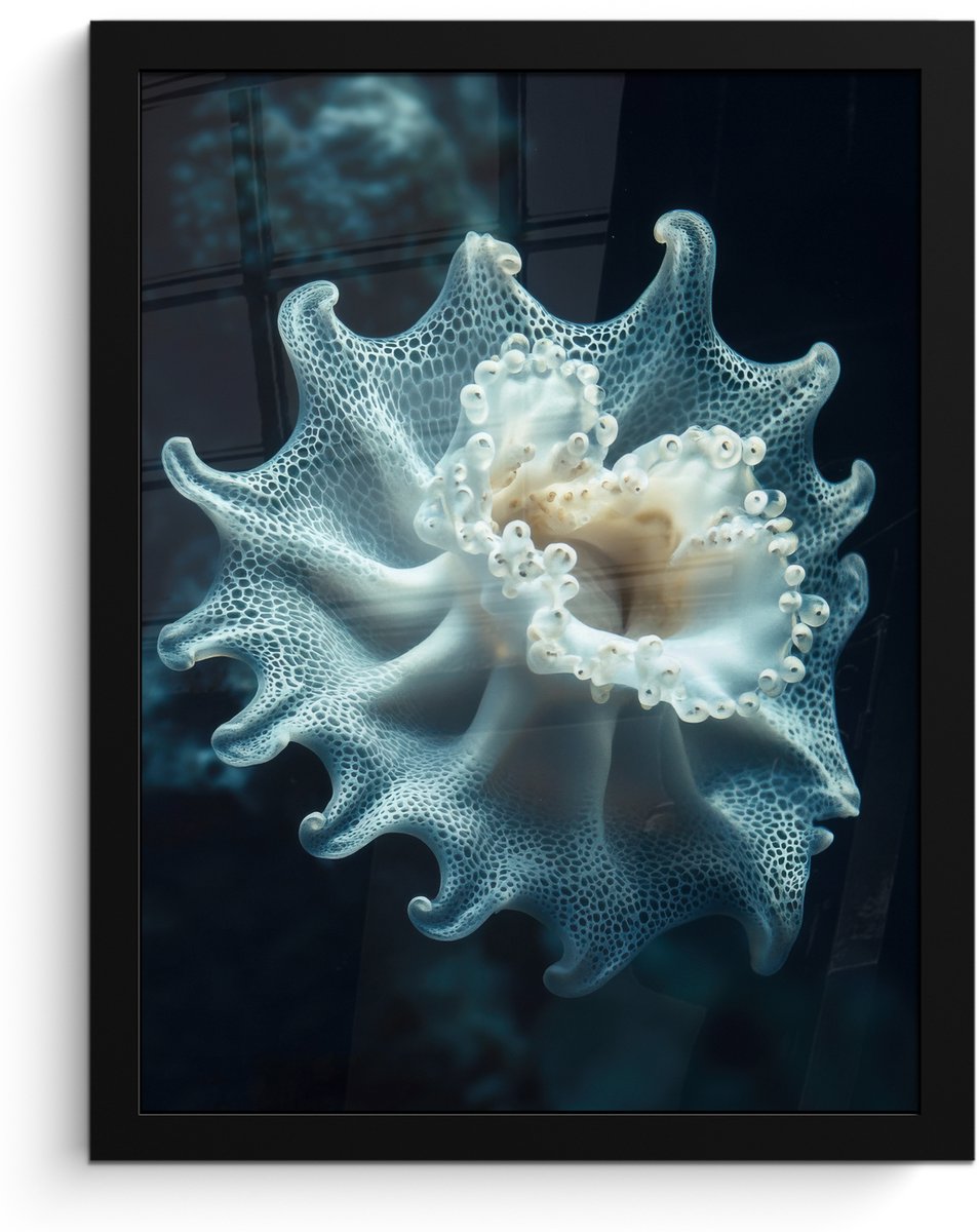 FrameYourWall Poster in lijst - Fotolijst 30x40 cm - Posters - Zeewezen - Wit - Golven - Water - Posterlijst zwart - Decoratie - Wanddecoratie woonkamer - Muurdecoratie slaapkamer