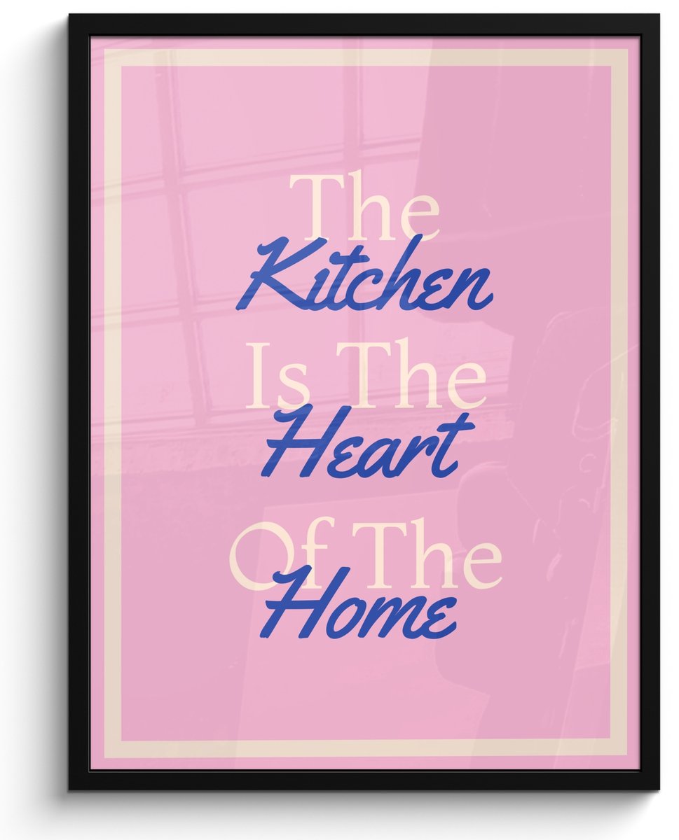 FrameYourWall Poster in lijst - Fotolijst 60x80 cm - Posters - Tekst - Blauw - Keuken - Kader - Posterlijst zwart - Decoratie - Wanddecoratie woonkamer - Muurdecoratie slaapkamer Keuken - Quote