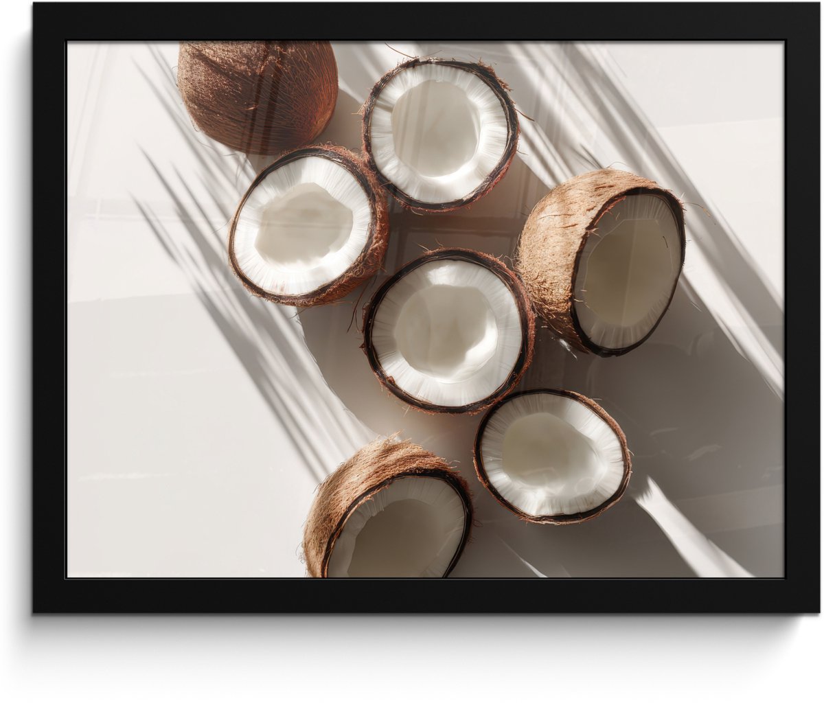 FrameYourWall Poster in lijst - Fotolijst 40x30 cm - Posters - Kokosnoten - Bruin - Shaduw - Posterlijst zwart - Decoratie - Wanddecoratie woonkamer - Muurdecoratie slaapkamer