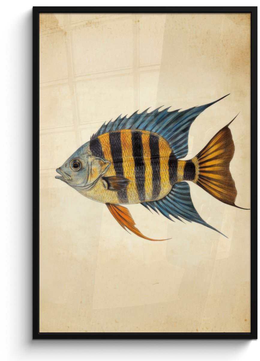 FrameYourWall Poster in lijst - Fotolijst 80x120 cm - Posters - Vis - Tropisch - Strepen - Vinnen - Posterlijst zwart - Decoratie - Wanddecoratie woonkamer - Muurdecoratie slaapkamer