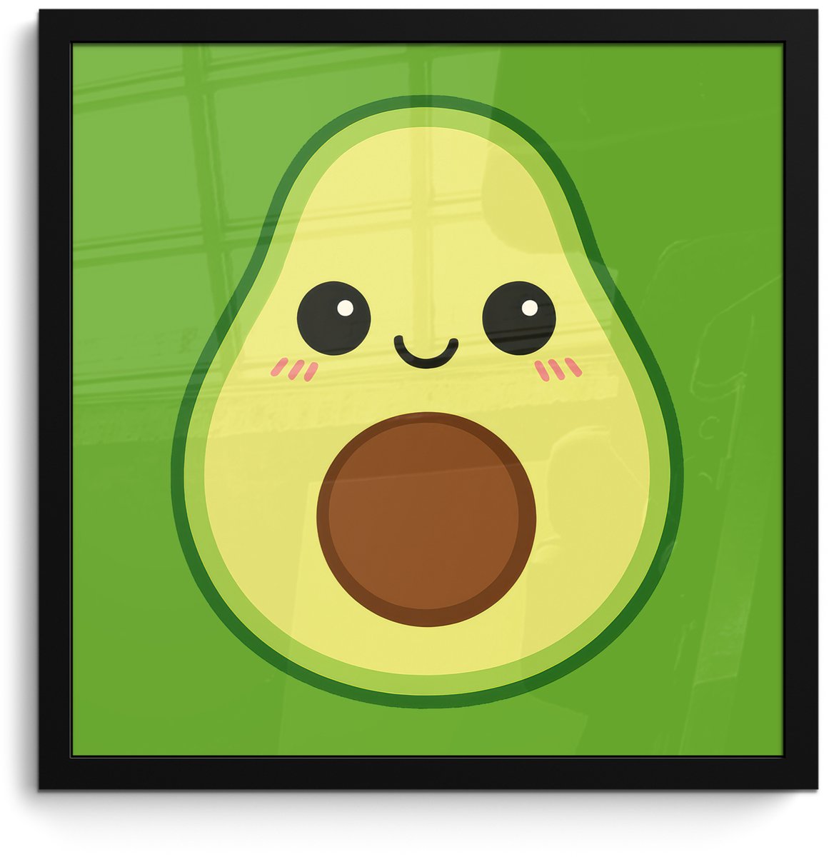 FrameYourWall Poster in lijst - Fotolijst 40x40 cm - Posters - Avocado - Groen - Speels - Posterlijst zwart - Decoratie - Wanddecoratie woonkamer - Muurdecoratie slaapkamer