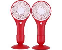 Urban Living draagbare USB ventilator - 2x - met standaard - rood - kunststof - 20 x 10 cm