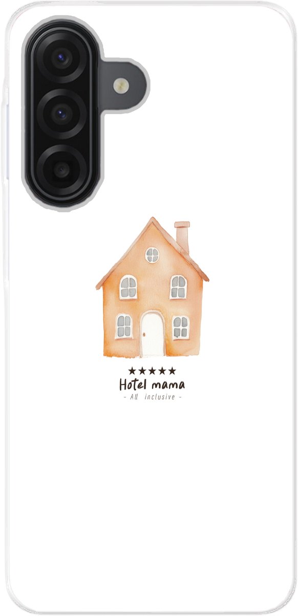 Telefoonhoesje Geschikt voor Samsung Galaxy A17 hoesje - Oranje - Huisje - Quote - Hotel - Siliconen Telefoonhoesje Telefoonhoesje