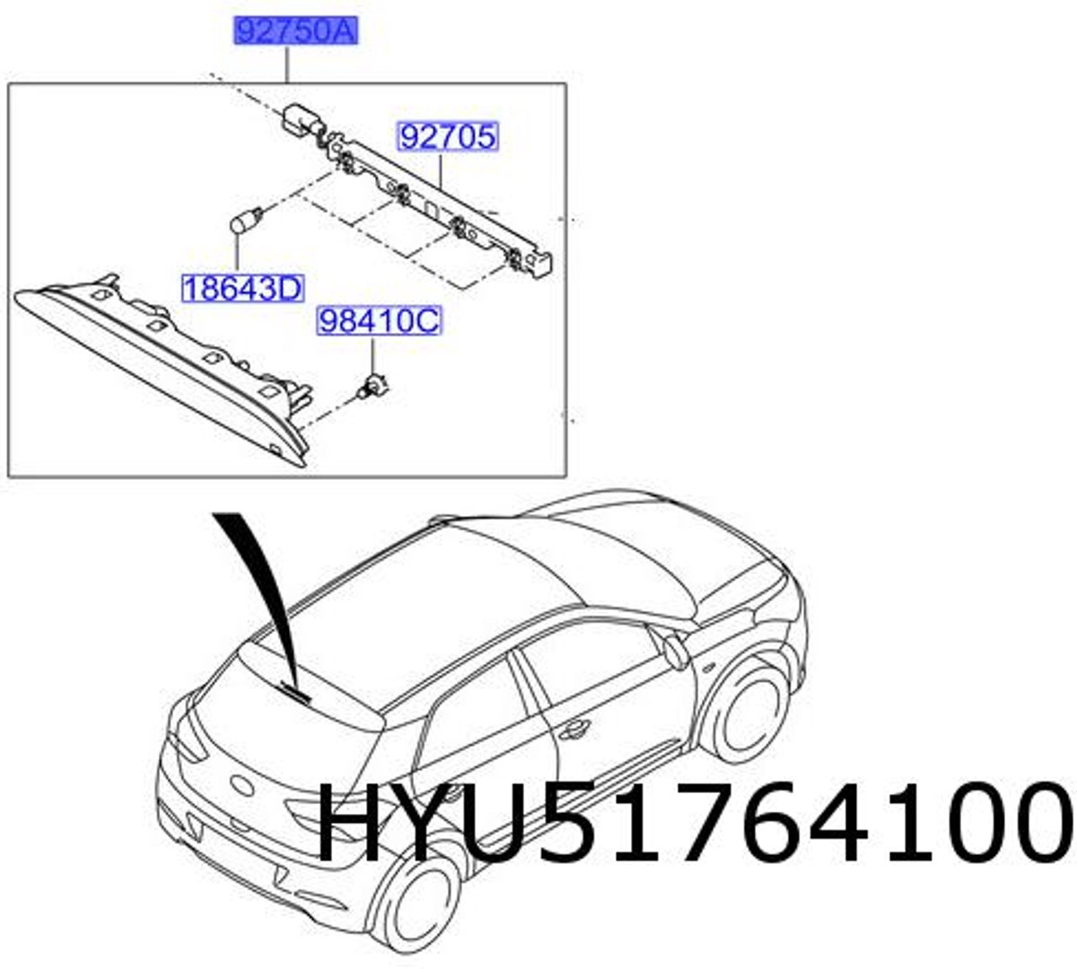 Hyundai i20 (1/15- 11/20) derde remlicht Origineel! 92700C7000
