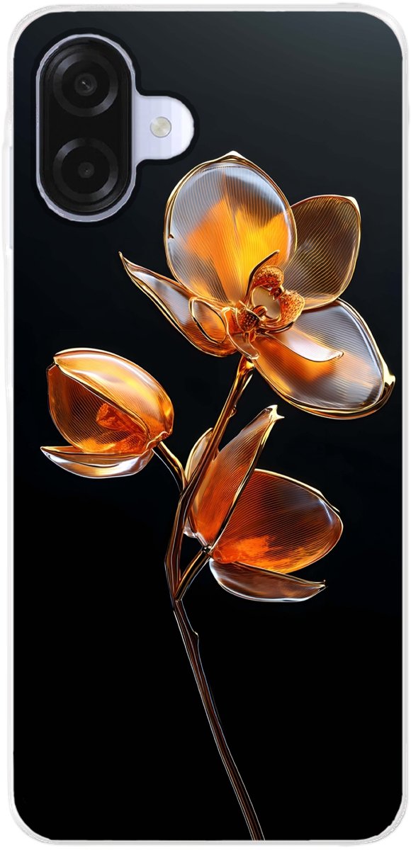 Telefoonhoesje Geschikt voor Samsung Galaxy A07 hoesje - Bloem - Orchidee - Oranje - Siliconen Telefoonhoesje Telefoonhoesje