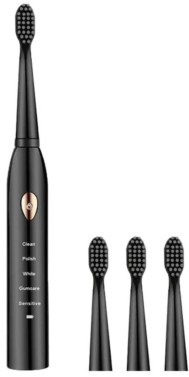 Elektrische klassieke sonische tandenborstel met 5 standen, USB-oplaadbaar, IPX7 waterdicht - Zwart