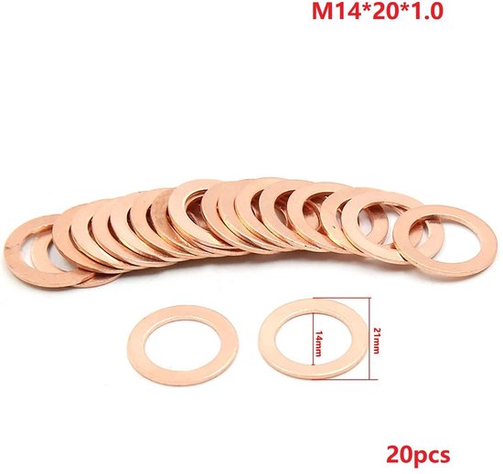Pakker Ringen 20 stuks Koperen Ringen - Pakking Afdichting voor Oliekeerringen - Plat ...
