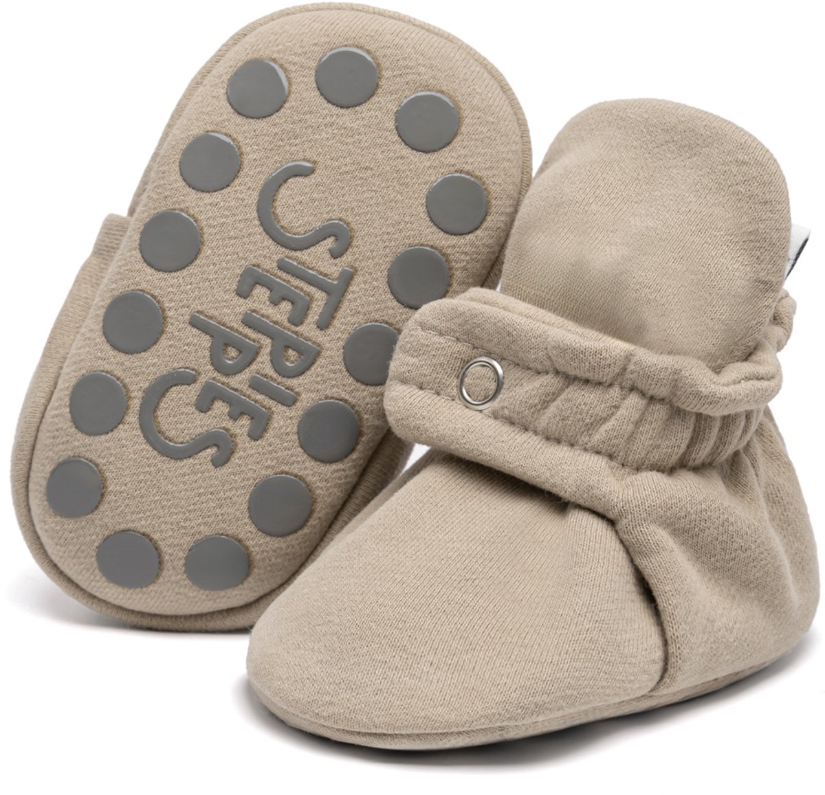Steppies - Babyslofjes Antislip voor Jongens en Meisjes - Taupe - 6-12 Maanden (11.5cm) - Schoenmaat 18-19 - Stappertjes