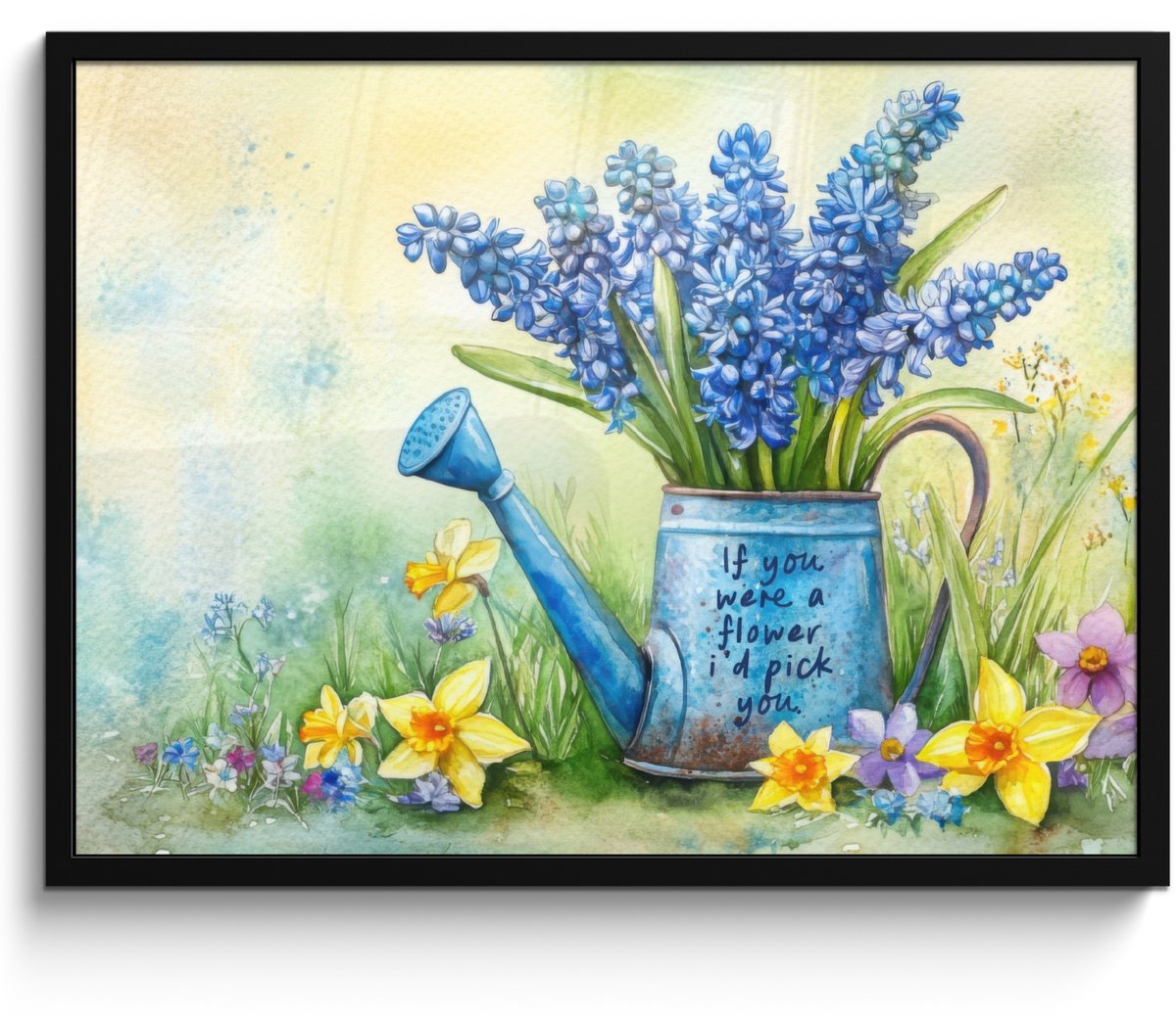 Poster in lijst - Fotolijst 80x60 cm - Posters - Lavendelbloemen - Quote - Gieter - Poster