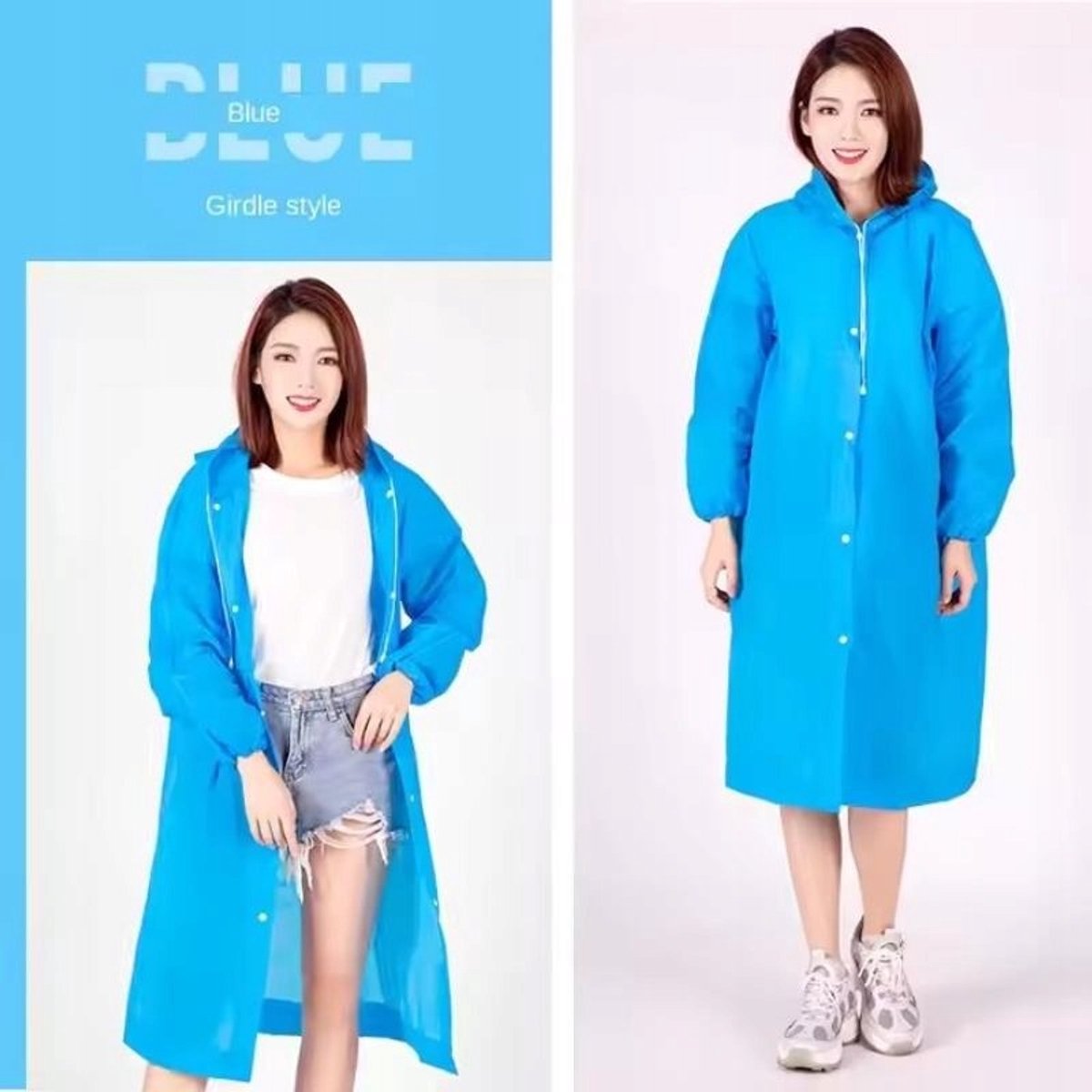 Regenjas Unisex ONE SIZE – Lichtgewicht, Waterdicht EVA – Met Capuchon & Drukknopen – Opvouwbare Regenjas voor Fiets, Wandelen & Reizen