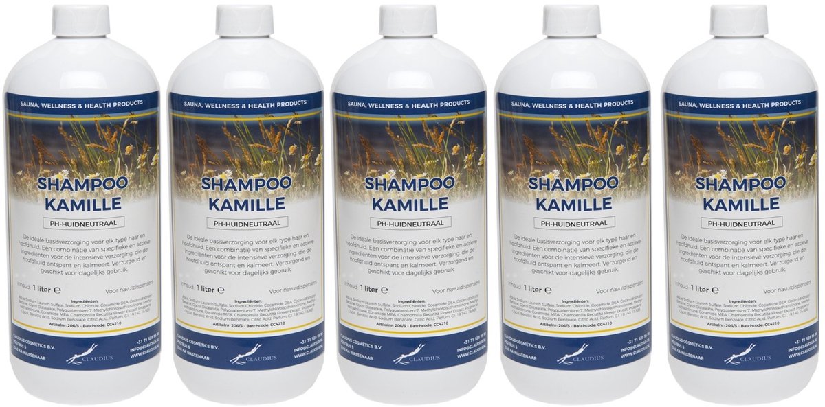 Shampoo Kamille - 1 liter - 5 Stuks - Voordeelverpakking - Haarverzorging