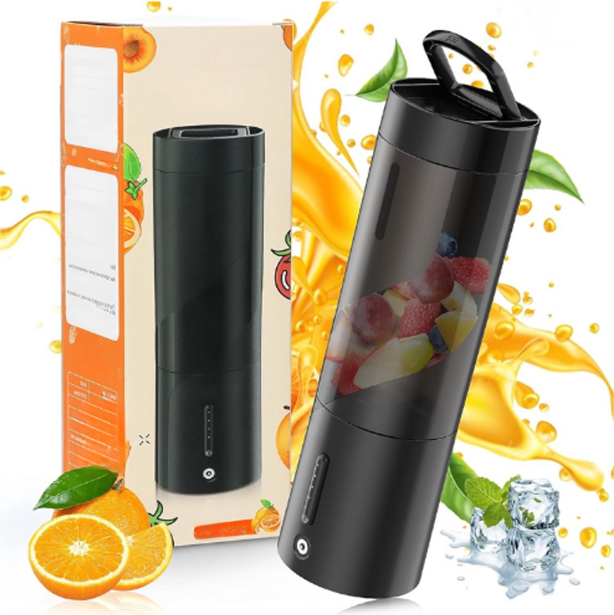 Draagbare Blender Voor Shakes En Smoothies - 450Ml - Usb Oplaadbaar - Persoonlijke Mini Blender - 6 Roestvrijstalen Mesjes - Duurzaam - Voor Thuis - Sport - Reizen - Zwart