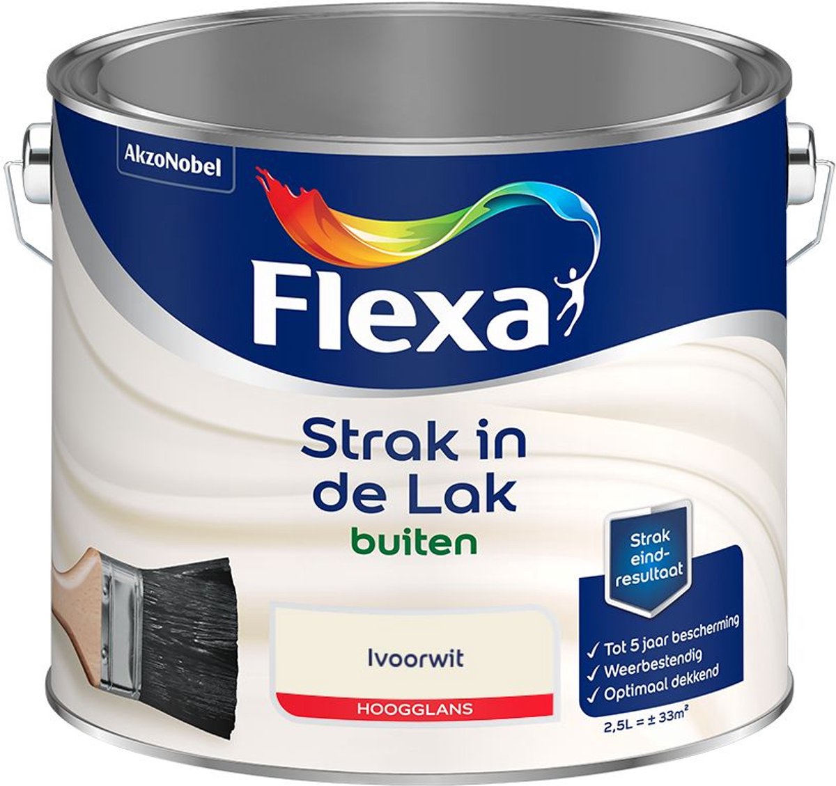 Flexa - Strak in de Lak Buitenlak Hoogglans - Ivoorwit - Mengverf - 2.5 L