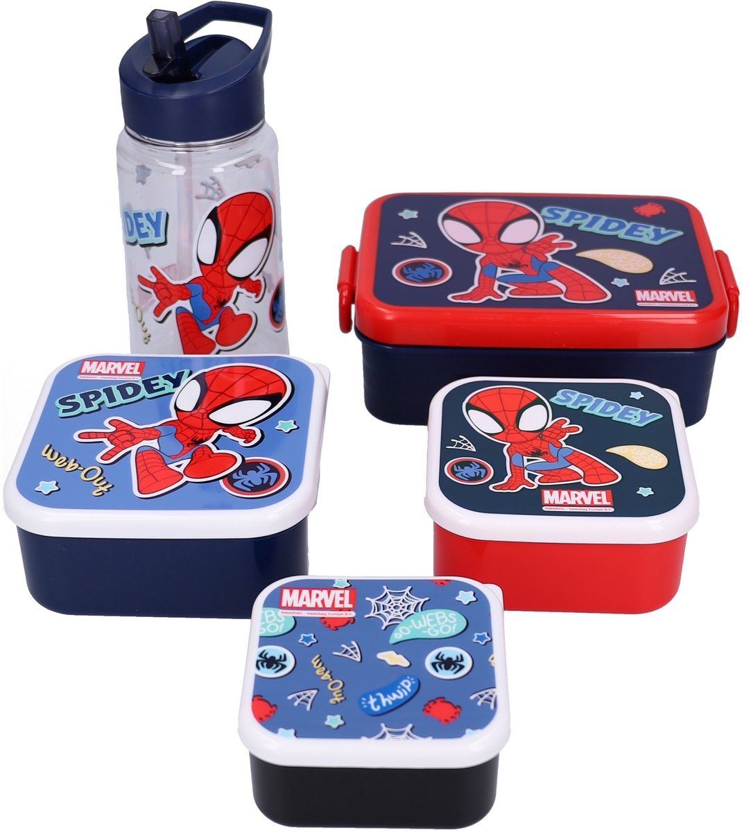 Spidey Lunch Bunch Lunch Set - Drinkbeker - Lunchbox - Snackbox (3in1) - Blauw