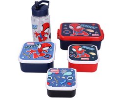 Spidey Lunch Bunch Lunch Set - Drinkbeker - Lunchbox - Snackbox (3in1) - Blauw