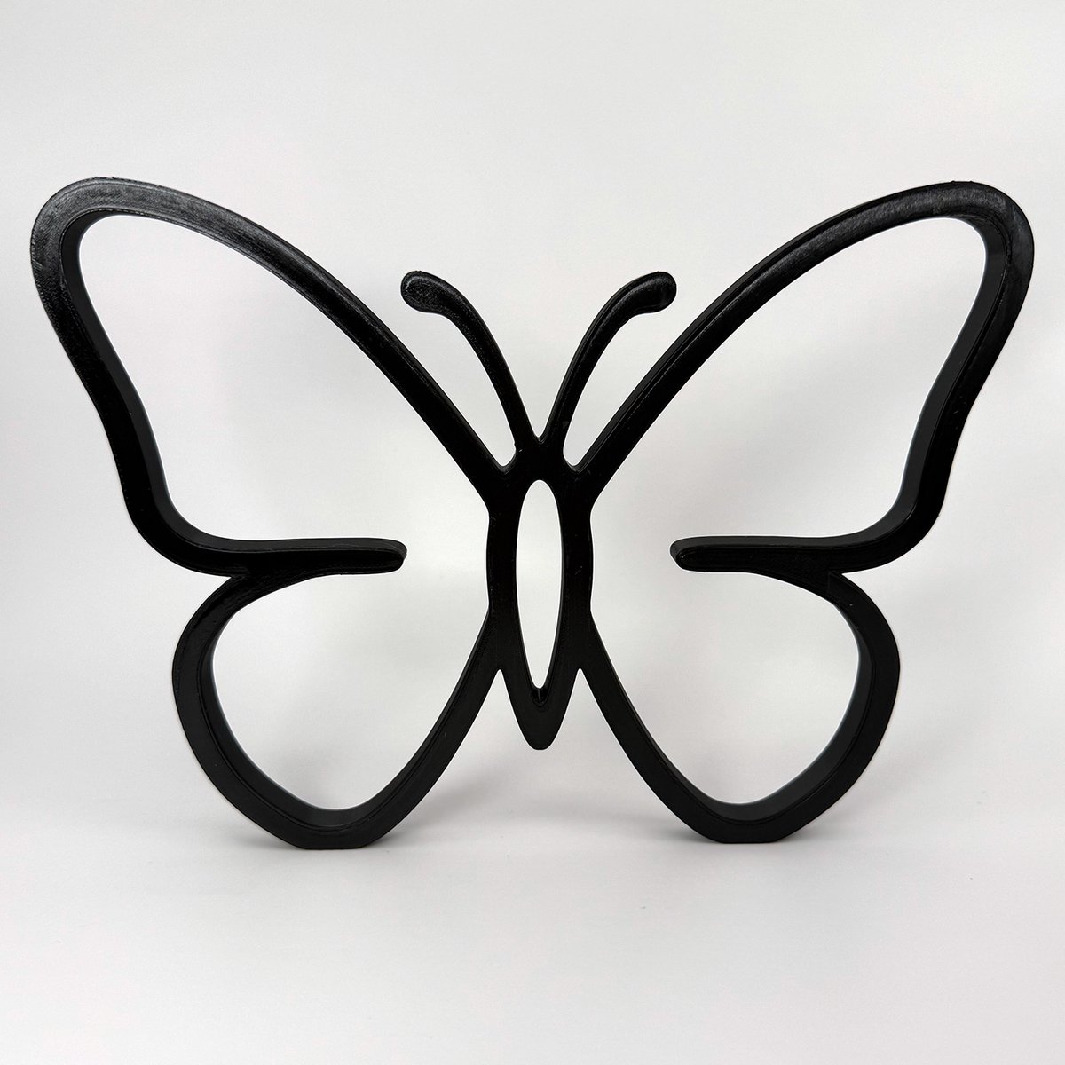 Vlinderbeeldje - decoratie - zwart - 20 cm hoog