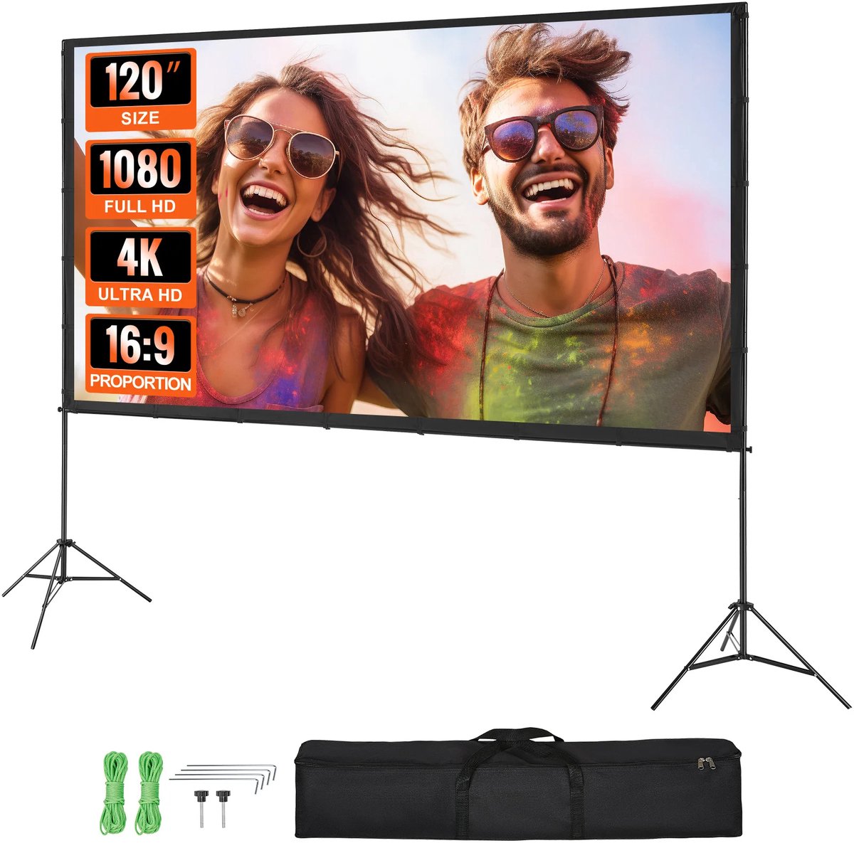 Paco Goederen® Projectiescherm met Statief - Beamer Scherm - Projectiescherm - Kreukelvrij - 6:9 4K 1080 HD draagbaar projectiescherm - Voor thuiskantoor of thuisbioscoop -