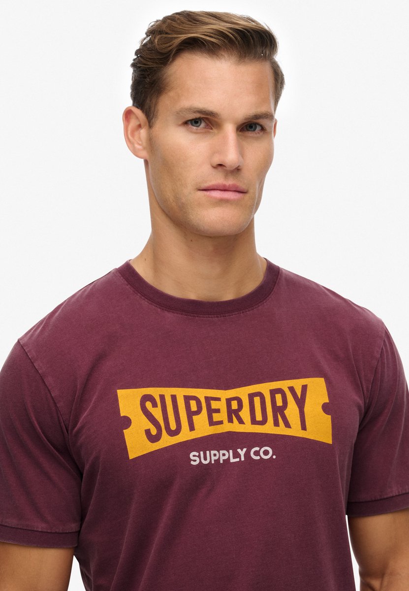 Superdry Heritage Tab T-shirt met losse pasvorm Heren T-shirts Rood