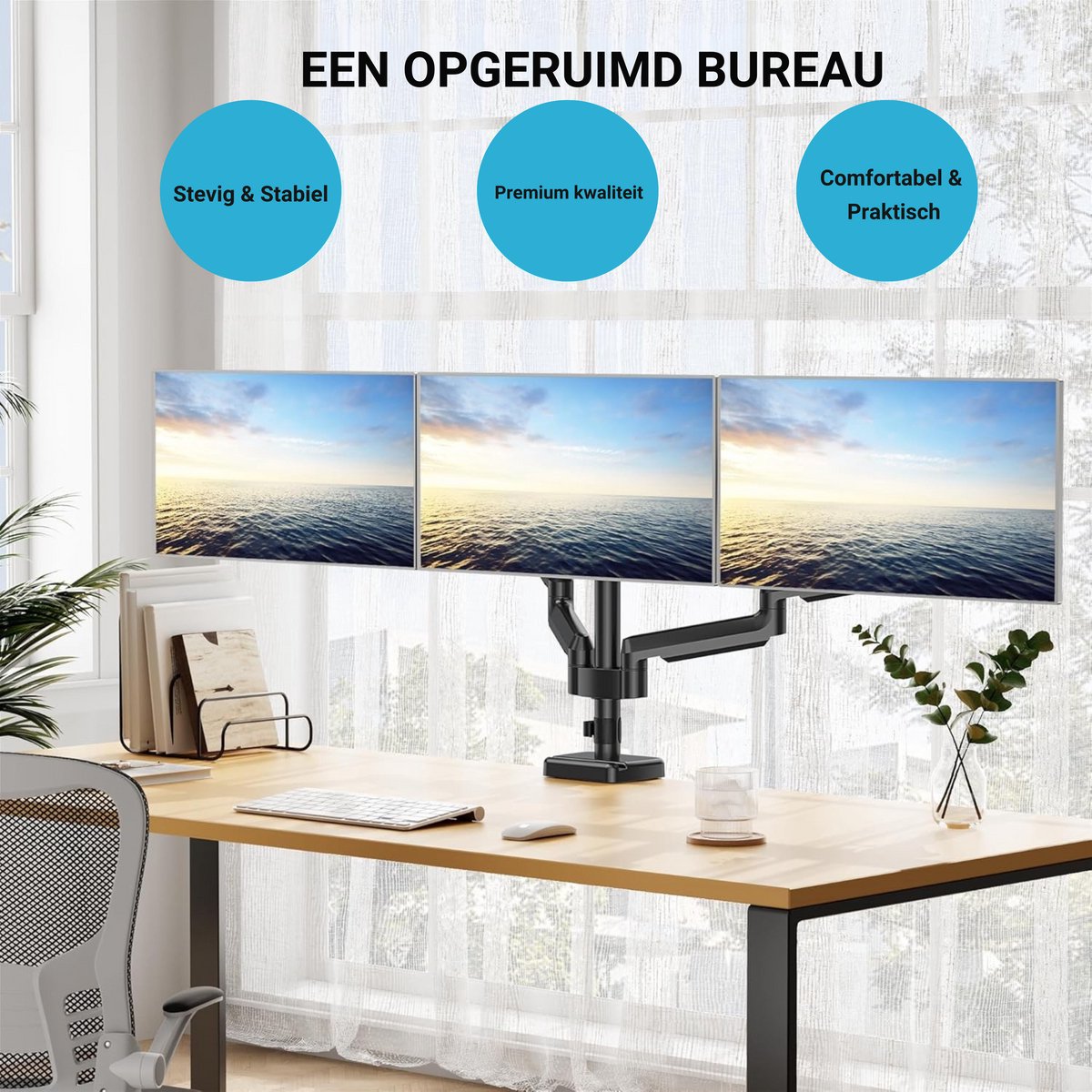 LEVANTU Triple Monitorarm 3 Schermen Gasveer 32 inch thumbnail 3