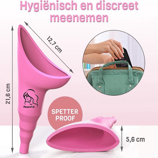 Roze plastuit voor vrouwen, 21,6 cm hoog en 12,7 cm breed. Spettersproof met een hoes.
