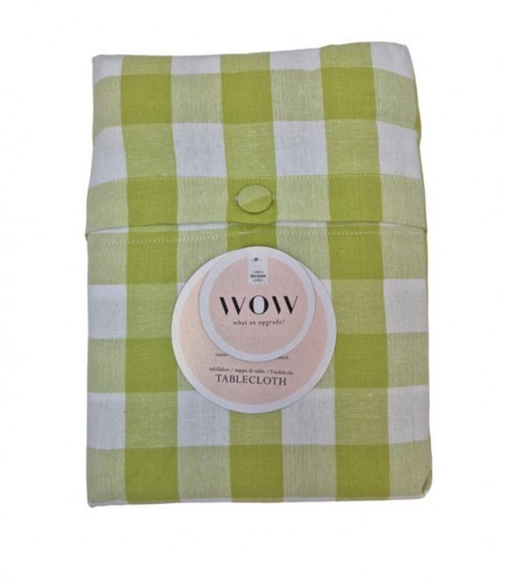 WOW tafellaken 150x150 cm – 100% katoen – groen ruitjesmotief – spring evergreen