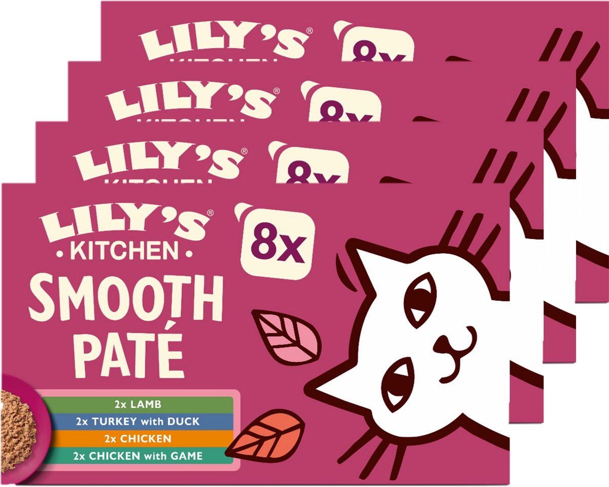 Lily's Kitchen Selectie Patés - Kattenvoer Natvoer - Lam Kalkoen Eend Kip & Wild - 32 x 85 g