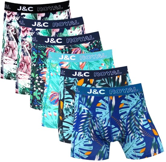 J&C Underwear heren boxershorts - 6-pack - maat XXL - Multi flowers